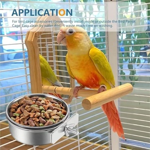 Paslanmaz çelik papağan kuşlar besleme bardaklar Cockatiel Conure budbudparakeet için kelepçe tutucu ile tabak su kafesi kaseler - Product Image 6