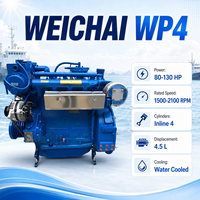 Moteur diesel marin Weichai WP4C130-21 95 kW, 2100 tr/min, refroidi par eau, 4 cylindres, moteur de bateau CCS IMO II pour bateau de pêche