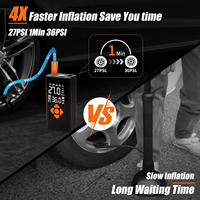 Portable Tire Inflator Air Compressor Smart 150 PSI 4X Faster Digital Gauge Emergency Light for Car/Bicycle/Motorcycle