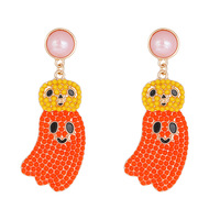 Nouvelles boucles d'oreilles pendantes Spectre en perles de rocaille, boucles d'oreilles clous Citrouille Fantôme en perles de riz pour fille