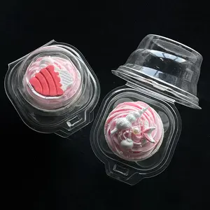 Wholesale Transparent Plastic Single Clamshell Cupcake Packaging Container For Bakery