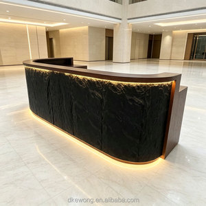 B164 Custom Modern LED Reception <b>Desk</b> <b>Large</b> Size Sintered Stone Front <b>Desk</b> Luxury Hotel Club Lobby CounterOffice Reception Table - Product Image 6