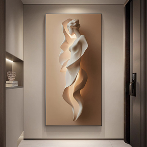 Tranh gốm sứ pha lê hiện đại, trừu tượng nhân vật, ánh sáng và bóng ba chiều, làm nền hành lang - Product Image 3