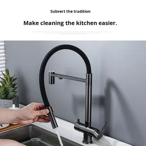 Rubinetto da Cucina Moderno in Rame Spazzolato di Lusso, 3-in-1 con Controllo <span class=keywords><strong>a</strong></span> Pulsante e Doccetta Estraibile - Product Image 6