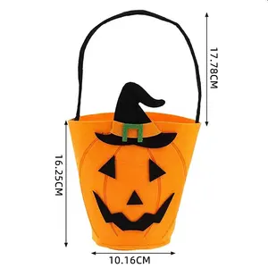 Venta al por mayor pequeño personalizado plegable fieltro Halloween dulces bolsas lindo regalo bolso cesta cubos para niños Halloween fiesta en casa