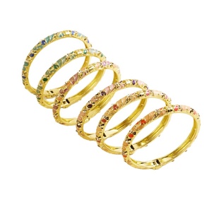 Bracelets à charnière en émail cloisonné multicolore avec strass à petits points plaqués or et cristaux, bijoux en gros pour femmes - Product Image 4