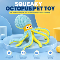 Jouet de luxe en peluche poulpe pour chien, interactif et vocal, pour soulager l'ennui chez les chiens de taille moyenne et grande