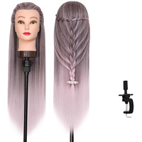 Tête de mannequin pour perruque en cheveux synthétiques haute température, tête de coiffure invisible Halo, tête de mannequin de formation en coiffure faite à la main