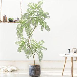 Albero Artificiale di Jacaranda e Foglie Verdi in Vaso Stile Nordico per Decorazione Interna del Soggiorno - Product Image 4