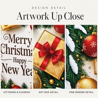 Spanduk Selamat Natal Selamat Tahun Baru 100D Poliester 150x90cm Kotak Hadiah Dekorasi Pinus Dalam Ruangan Luar Ruangan Etalase Toko