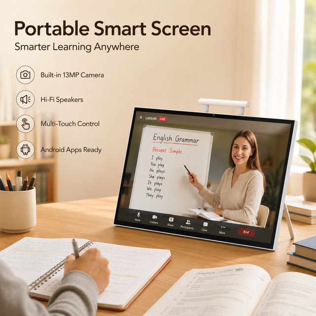 27 Inch Portable Smart Screen Android Touch Display with 8GB 128GB Storage Wireless Casting Battery