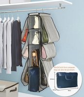 Organisateur de sacs à main suspendu personnalisé, sac de rangement en PVC pliable, type roulant, anti-poussière, boîte de rangement pour armoire, gain de place, 10 unités