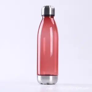700ml Cola Bottle Shape BPA Free Plastic Water Bottle Custom Logo With Stainless Steel Bottom And Lids