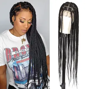 New Arrival Synthetic Lace Front Wig Braid African 36 inches Braid Lace Front full lace braid wigs