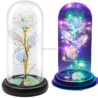 Produits tendance Nouveautés Coffret cadeau Logo personnalisé Roses artificielles éternelles enchantées à LED Galaxies Roses lumineuses de la galaxie