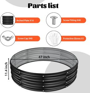 Round Galvanized <b>Fire</b> <b>Pit</b> Ring Black+Gray, 4 FT Diameter+1 FT Tall <b>for</b> Above Ground <b>Camping</b> Backyard Mail Order Packing - Product Image 2