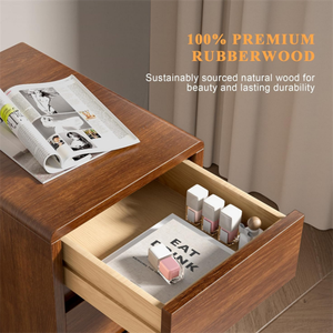 Modern Bedroom Nightstand Wooden End <strong>Table</strong> <strong>Narrow</strong> Solid Wood <strong>Bedside</strong> <strong>Table</strong> with Open Shelf - Product Image 6