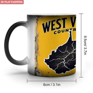 Frosted Black <b>Ceramic</b> <b>Mug</b> 11oz Heat Color Changing Magic Cup Country Roads West Virginia Design - Product Image 1