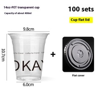 Gobelets en plastique jetables à paroi simple pour boissons froides avec impression de logo commercial, diamètre 98 mm, avec couvercles pour café, thé, bière, vin, sauce