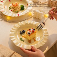 Hoogwaardig keramisch bord, diep spaghettivormig, crèmekleurig, geschikt voor magnetron, modern minimalistisch huishoudelijk servies, geschikt voor fruit, desserts en hotels.