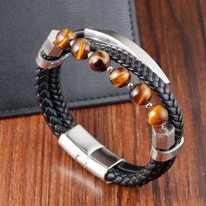 Bracelet en pierres naturelles œil de tigre de 23 cm de longueur, pour hommes et femmes, nouvelle collection 2024, vente en gros, mode - Product Image 4