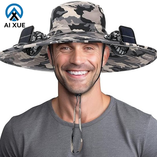 Rechargeable Solar Fan Hat - Adjustable Wide Brim 15cm) Fishing Cap with Dual Cooling Fans & UV Protection