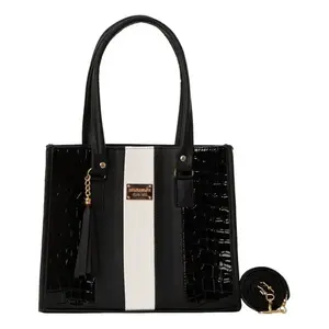 Sac fourre-tout en cuir PU noir pour femme Fana Camila, motif alligator, fermeture ouverte, deux poignées, sac à main décontracté pour soirée M3882 - Product Image 3