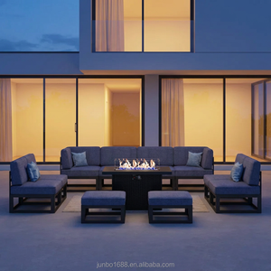 Conjunto de Sofás Modulares Funcionales para Exteriores con Mesa de Chimenea a Gas, Estructura Metálica Resistente a la Intemperie, Sofá Seccional para Proyectos de Hoteles y Resorts - Product Image 5