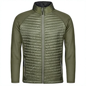 Men's Winter Casual Full Zip Woolen Stand Collar Plain Dyed Hybrid Jacket OEM Service plain dyed men's jacket quilted jacket ODM - Product Image 2