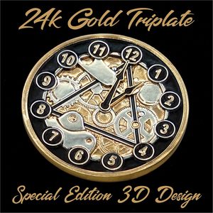 Medaglione AA Coin Sobriety Placcato Oro 24k, Tema Meccanico 3D, Regalo di Recupero per Uomini e Donne, Rotondo in Metallo da 34mm - Product Image 2