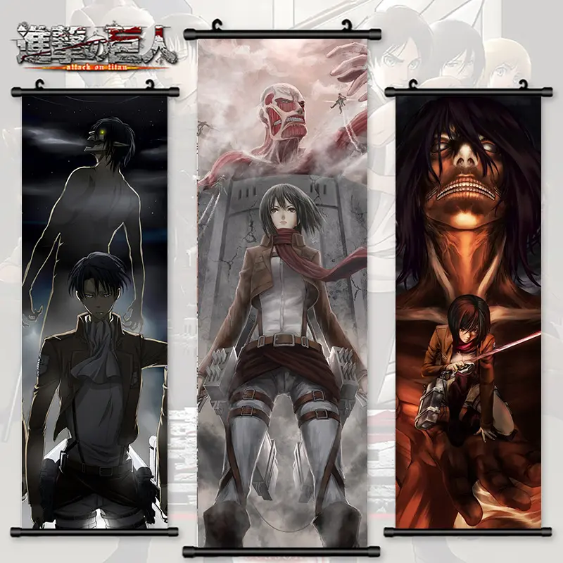 25*75CM HD printing wings of freedom tapestry for teens living room decorative attack on titan poster