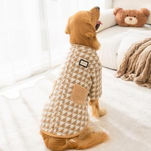 Vêtements pour chien d'hiver automne, motif pied-de-poule, en coton polaire, pour Golden Retriever, Samoyède, classique, XS, chaud pour grand chien - Product Image 6
