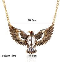 Colliers pendentifs en cristal d'aigle vintage pour femmes, nouveau style ethnique, grand collier animal, collier ras du cou