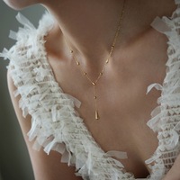 Collier Géométrique Goutte d'Eau Élégant et Luxueux YF8425, Plaqué Or 18K, Acier Inoxydable Étanche
