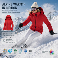 Veste de ski imperméable pour femme 10K en polyester recyclé, isolée, avec capuche amovible