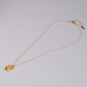 Collier ovale en acier inoxydable 316L, pour fille, <span class=keywords><strong>fait</strong></span> main, couleur or, fleur de lys, titane, <span class=keywords><strong>pull</strong></span>, chaîne pour dame - Product Image 5