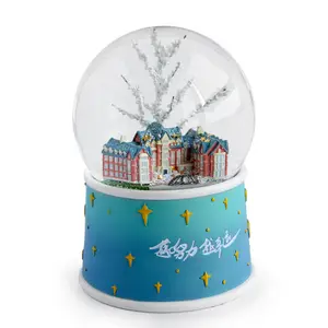 Rotating Light Snowflake Crystal Ball Snowball Souvenirs Luxury Ornament Snow Ball Custom Snow Globes Gift Christmas Snow Globe