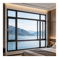 Fenêtre à battant en aluminium moderne personnalisable, double vitrage, coupe-vent, anti-ouragan, avec sécurité et moustiquaire, haute résistance aux chocs