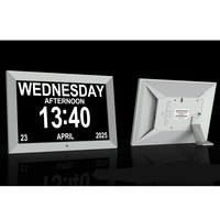 Horloge parlante numérique de 10 pouces pour seniors avec gradation automatique, 21 rappels quotidiens, voix personnalisée, prise en charge MP4/MP3