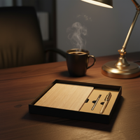 Carnet en bambou créatif avec logo personnalisé, journal A4, coffret cadeau, carnet en bambou avec stylo