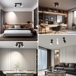 Spot <span class=keywords><strong>LED</strong></span> rotatif en aluminium noir et blanc, design moderne, <span class=keywords><strong>ampoule</strong></span> <span class=keywords><strong>GU10</strong></span> remplaçable, luminaire décoratif pour plafond - Product Image 6
