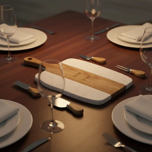Juego de Tablas para Cortar Queso de <span class=keywords><strong>Madera</strong></span> de Acacia y Mármol con Cuchillos Personalizados para Utensilios de Cocina, Regalo Perfecto - Product Image 6