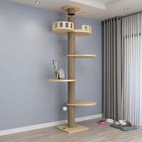 Rak Panjat Kucing Modern Klasik dari Kayu Solid Skala Besar dan Produk Bergaya Menara, Dikemas dalam Karton untuk Kustomisasi Grosir