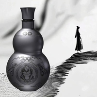 Bouteille d'eau isolée en acier inoxydable en forme de gourde mythe noire MM Thermos de sport avec sangle et corde pour cadeau spécial