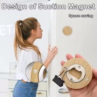 Ouvre-bouteille magnétique en bambou naturel, ouvre-bouteille rond magnétique pour la décoration du réfrigérateur et accessoire de cuisine pour bar à domicile