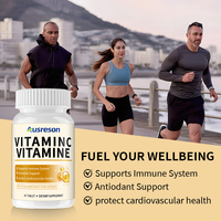 Tablet Suplemen Imunitas Ausreson OEM Vitamin C Alami Vitamin E Antioksidan Organik Vegan Vitamin C dan Vitamin E Murni