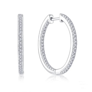 Pendientes de Aro Huggie de Oro Blanco de 18K con Diamantes Naturales de 0.60ct, Corte Brillante Redondo, Estilo Clásico para Uso Diario, 14.5mm, para Mujer, Marca Xinfy - Product Image 1