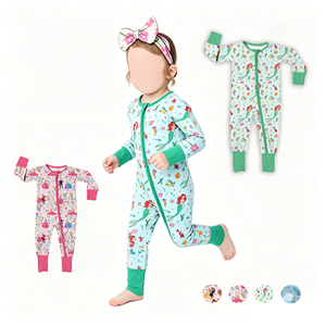 Pyjamas décontractés en bambou tricoté pour tout-petits, doux, thème <span class=keywords><strong>princesse</strong></span> d'été, motif personnalisé, vêtements de nuit à manches longues en bambou - Product Image 4