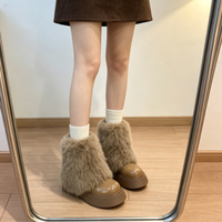 Bottes à plateforme fourrées en peluche pour femme, style coréen, décontractées, pour usage quotidien, collection hiver 2026, modèle TEC A-15, haute qualité, à enfiler