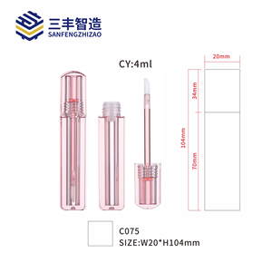 Tube de brillant à lèvres rose carré de 4 ml, tube vide pour brillant à lèvres, emballage cosmétique, flacon transparent pour brillant à lèvres, emballage pour lèvres - Product Image 4